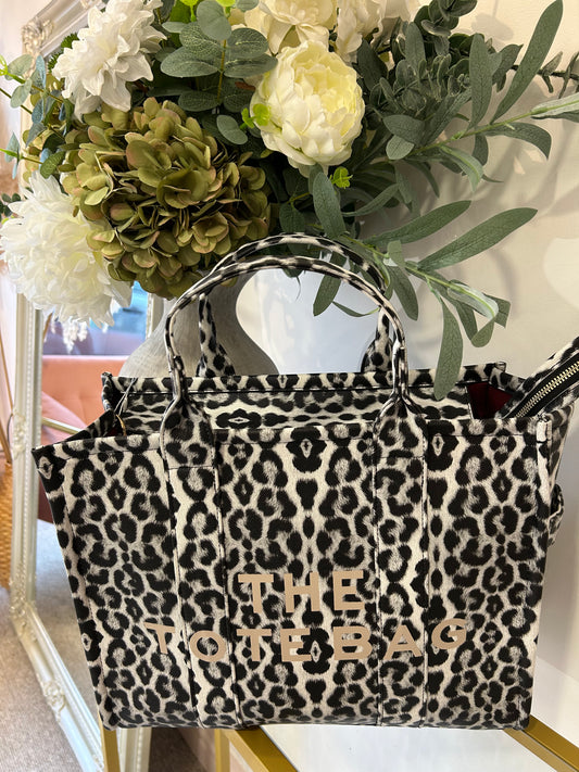 Tote Cheetah Large Bag -  Black/Grey