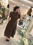 Load image into Gallery viewer, Tulip Sleeve High Neck Dress - Brown
