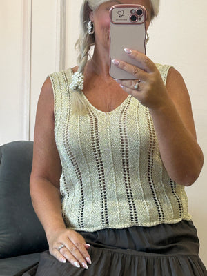 Knitted v-neck vest top - Gold - Wardrobe By Simone