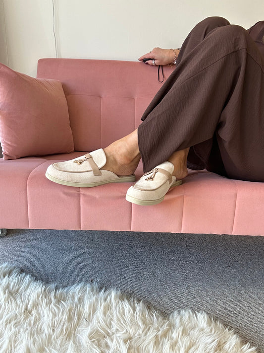 Faux Suede Mule - Beige