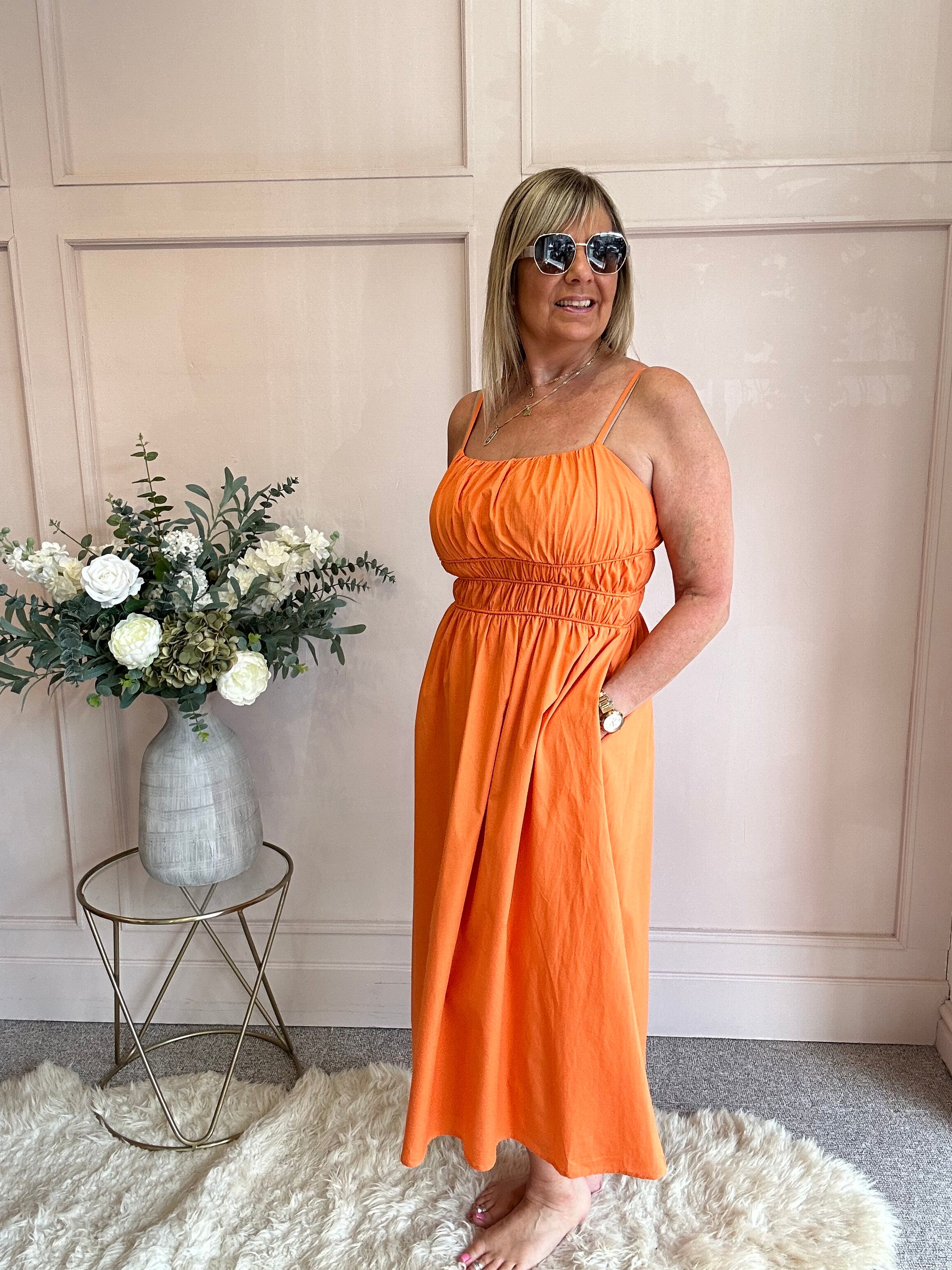 Midi Dress - Orange - Wardrobe By Simone