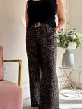Load image into Gallery viewer, Belted Leopard Wide Pant - Khaki/Black
