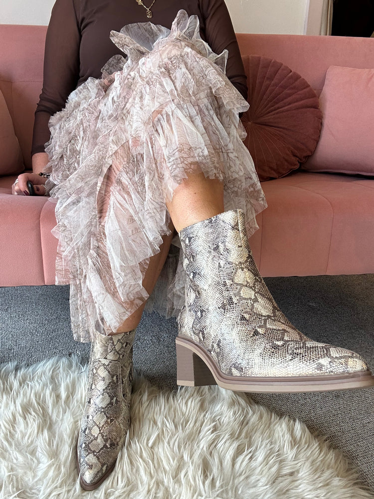 Snake Skin Ankle Boot = Gold