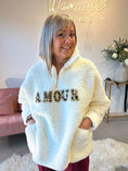 Load image into Gallery viewer, Amour Zip Up Fleece jumper -  Cream
