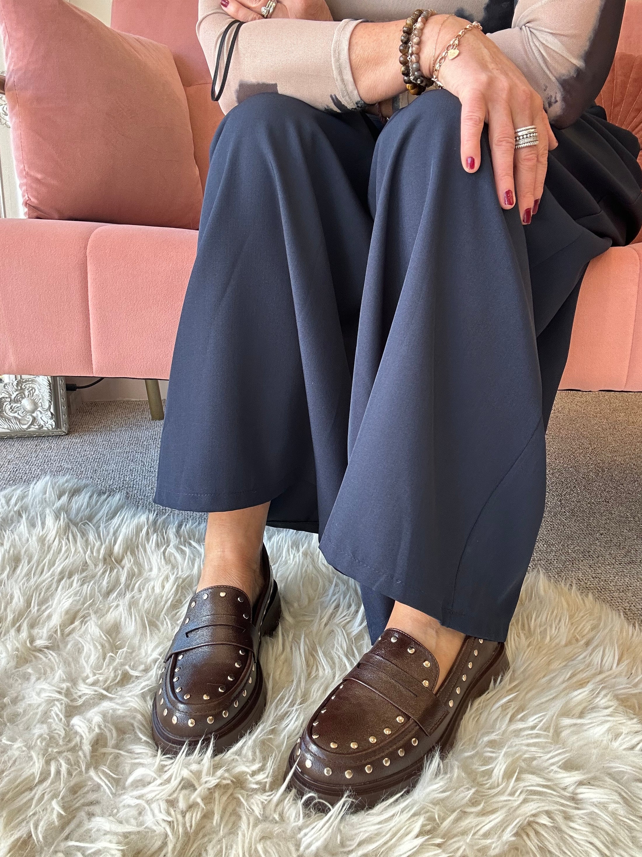 Chunky Studded Loafer - Brown