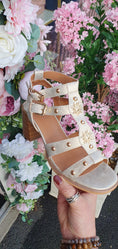Load image into Gallery viewer, Gold Stud & Star Strap Sandal - Pale Gold - Wardrobe By Simone
