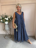 Load image into Gallery viewer, Polka Dot With Gold Shimmer - Navy/White - Wardrobe By Simone
