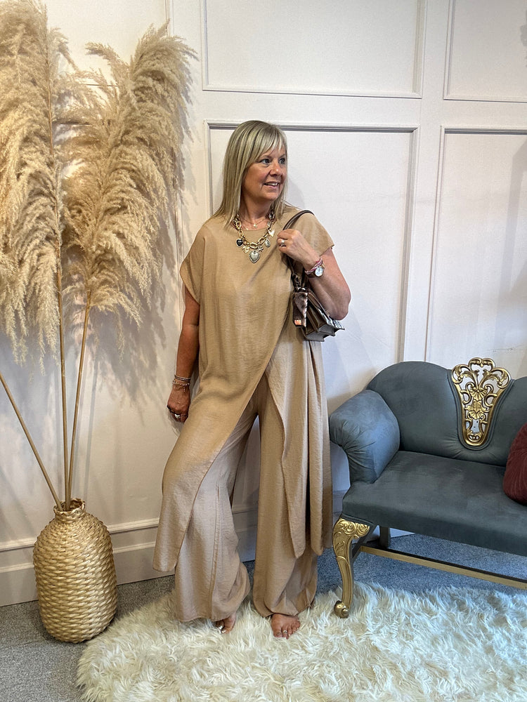 Overtop And Trouser 2 Piece Set - Caramel - Wardrobe By Simone