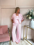 Load image into Gallery viewer, Polka Dot Shirt Pant Set - Sugar Pink/Brown - Wardrobe By Simone
