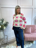 Load image into Gallery viewer, Crochet  Scallop Edge Jumper - Cream/Fuchsia - Wardrobe By Simone
