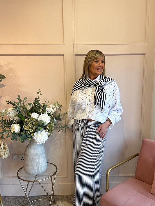 White Broderie Anglaise Shirt  - White - Wardrobe By Simone