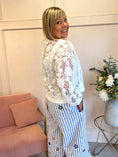 Load image into Gallery viewer, Floral Ribbon Zipped Top - White - Wardrobe By Simone
