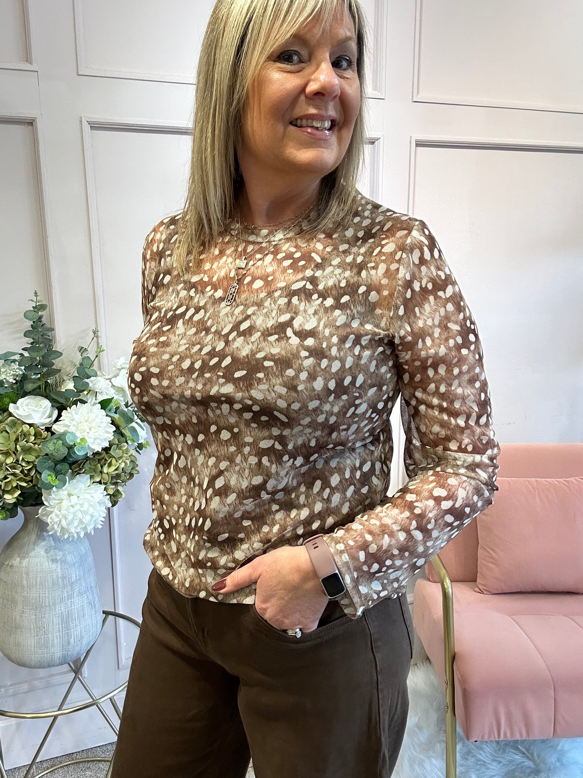 Bambi Mesh Top - Beige/Cream