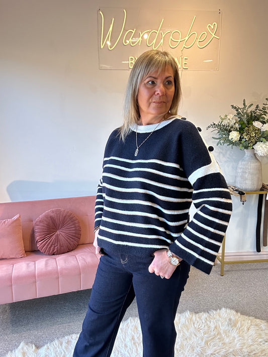 Striped Jumper - Navy/White