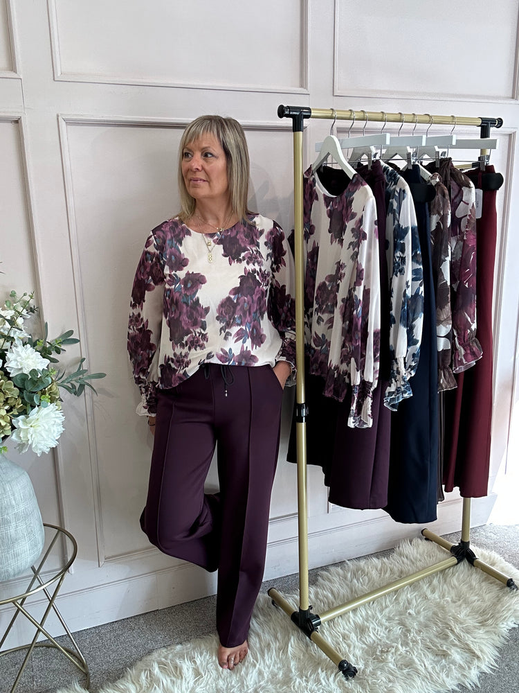 Floral Bloom Top - Plum/Cream