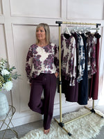 Floral Bloom Top - Plum/Cream