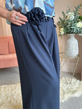 Load image into Gallery viewer, Flower Tie Wide Leg Pant - Navy - Wardrobe By Simone
