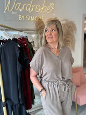V Neck Top - Mocha