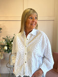 Load image into Gallery viewer, White Broderie Anglaise Shirt  - White - Wardrobe By Simone
