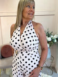 Load image into Gallery viewer, Halter Neck Polka Dot Jumpsuit - Soft Pink/Black - Wardrobe By Simone
