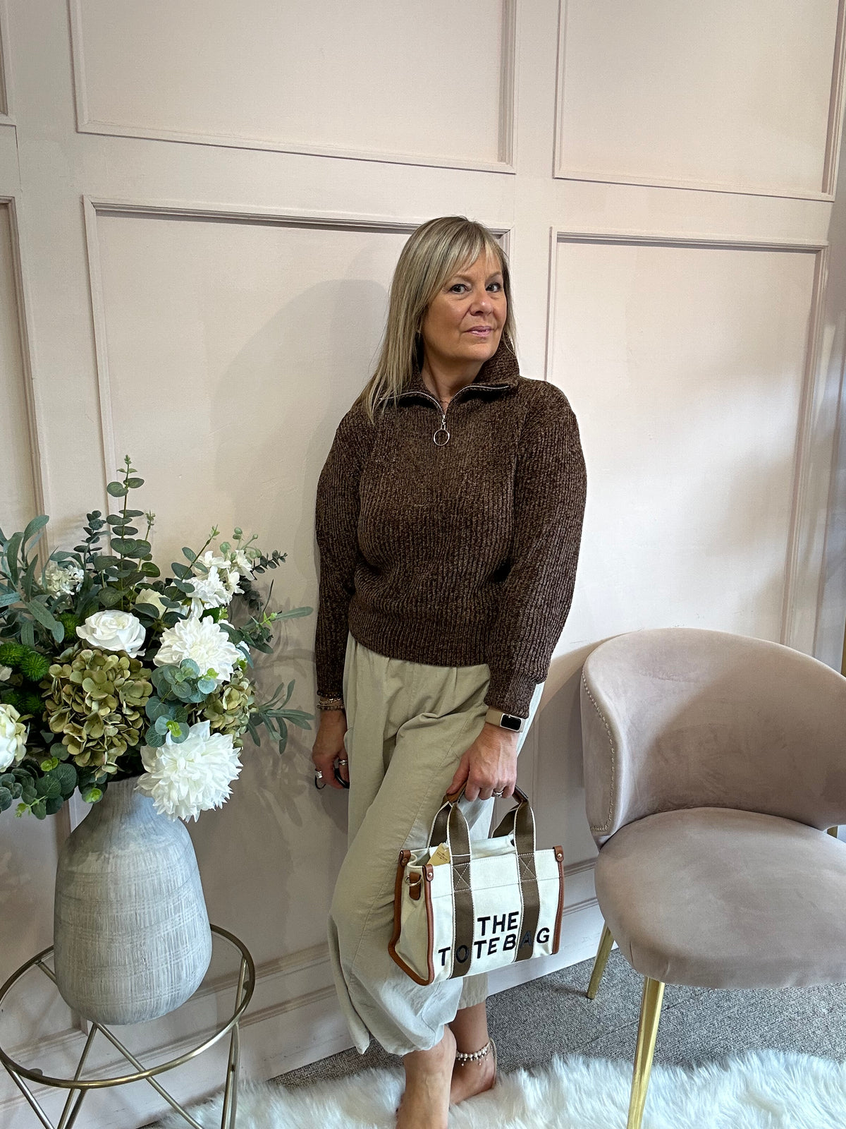 Zip Soft Jumper - Brown