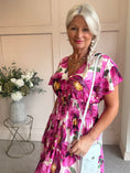 Load image into Gallery viewer, Floral Button Detail Midi dress - Pink/Cream - Wardrobe By Simone
