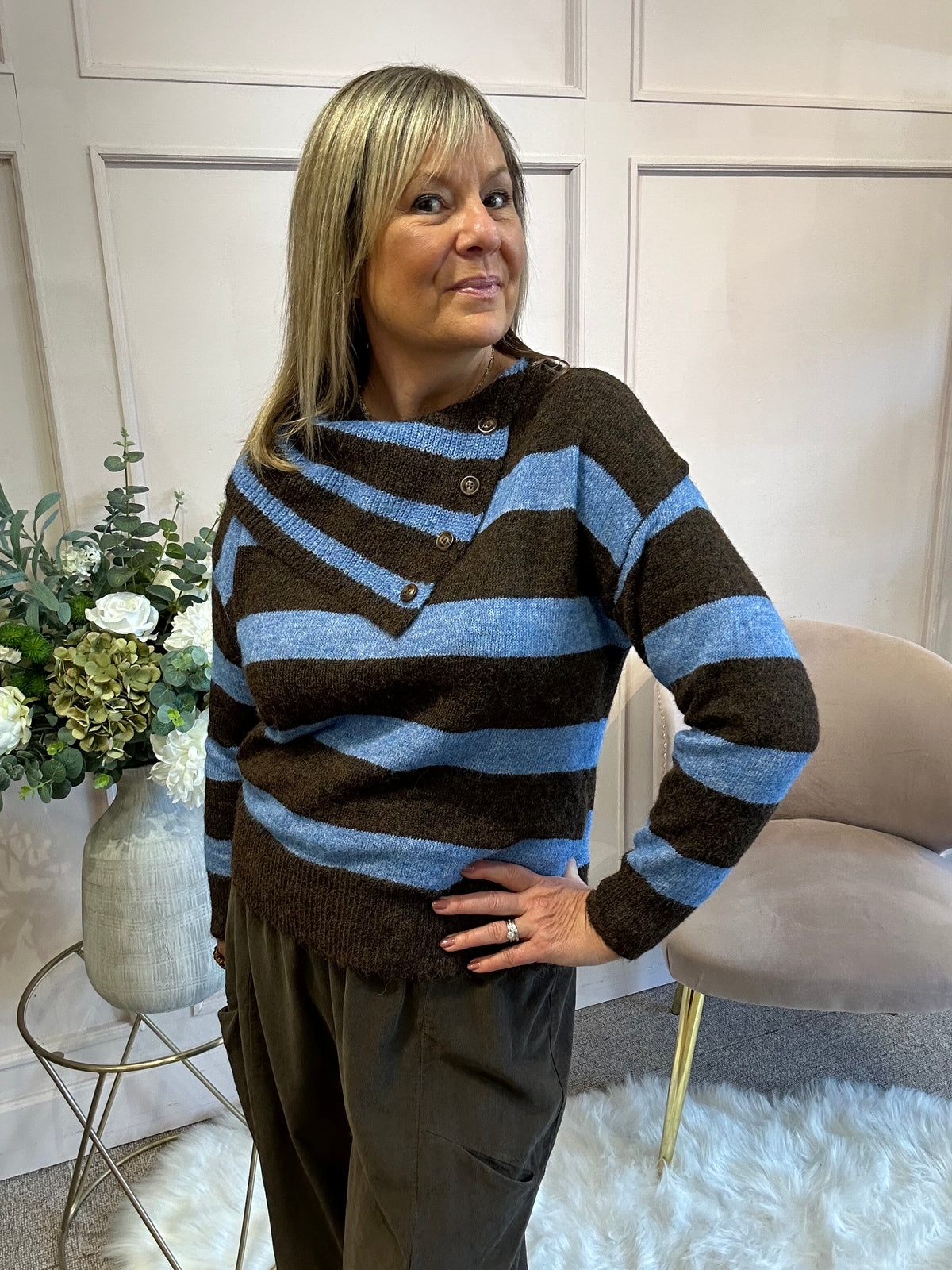 Bold Stripe Jumper - Blue/Brown