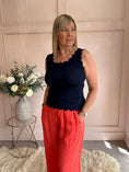 Load image into Gallery viewer, Scalloped Edged Vest Top - Navy - Wardrobe By Simone
