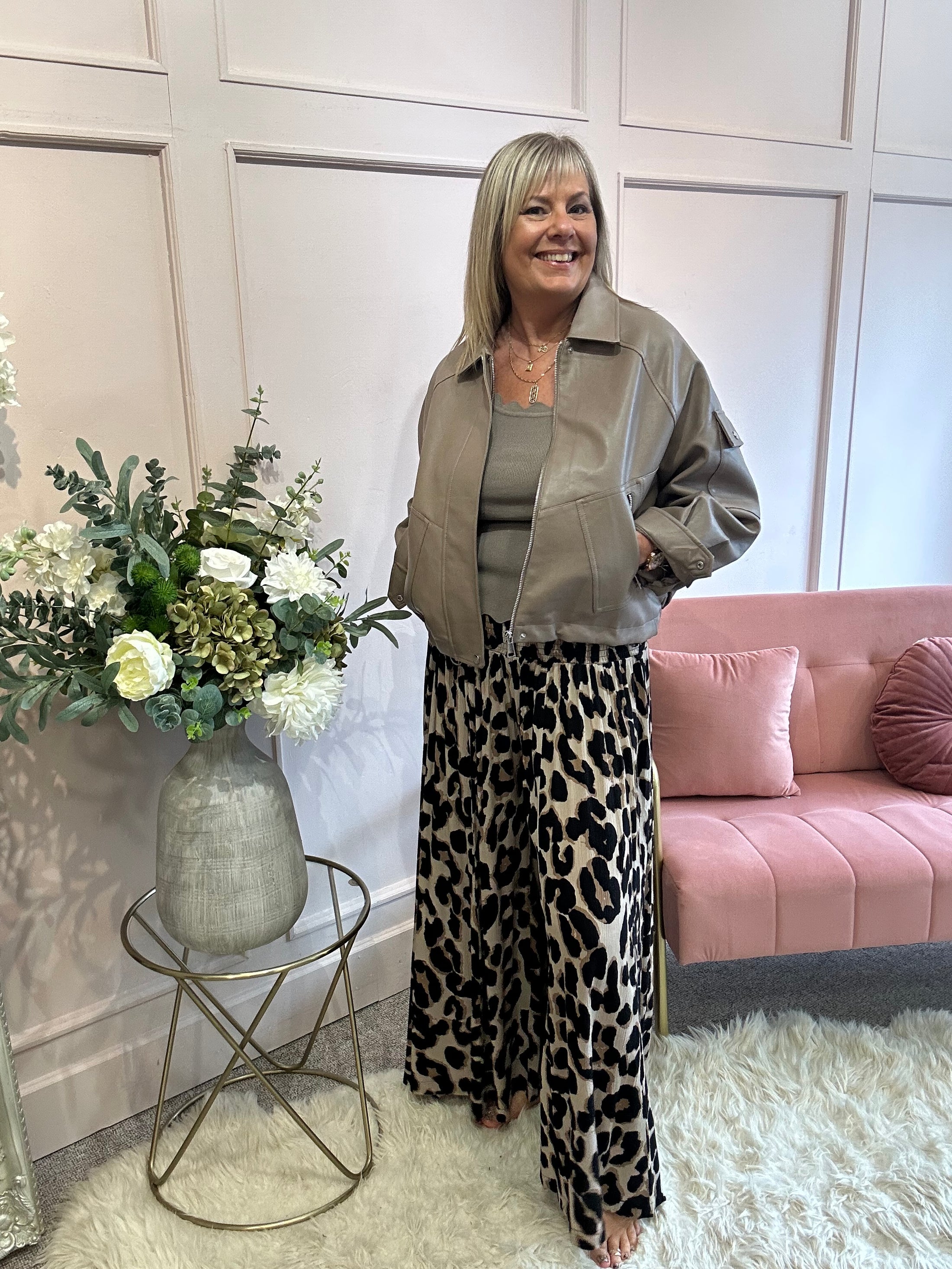 Wide-Leg Leopard Pant - Leopard