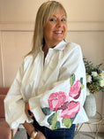 Load image into Gallery viewer, Floral Embroidered Sleeve Shirt - White
