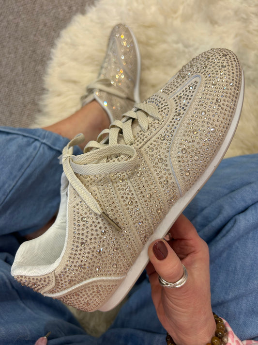 Gold Sparkle Trainer - Gold/Beige - Wardrobe By Simone