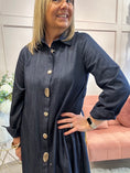 Load image into Gallery viewer, Denim Maxi Shirt Dress - Dark Denim
