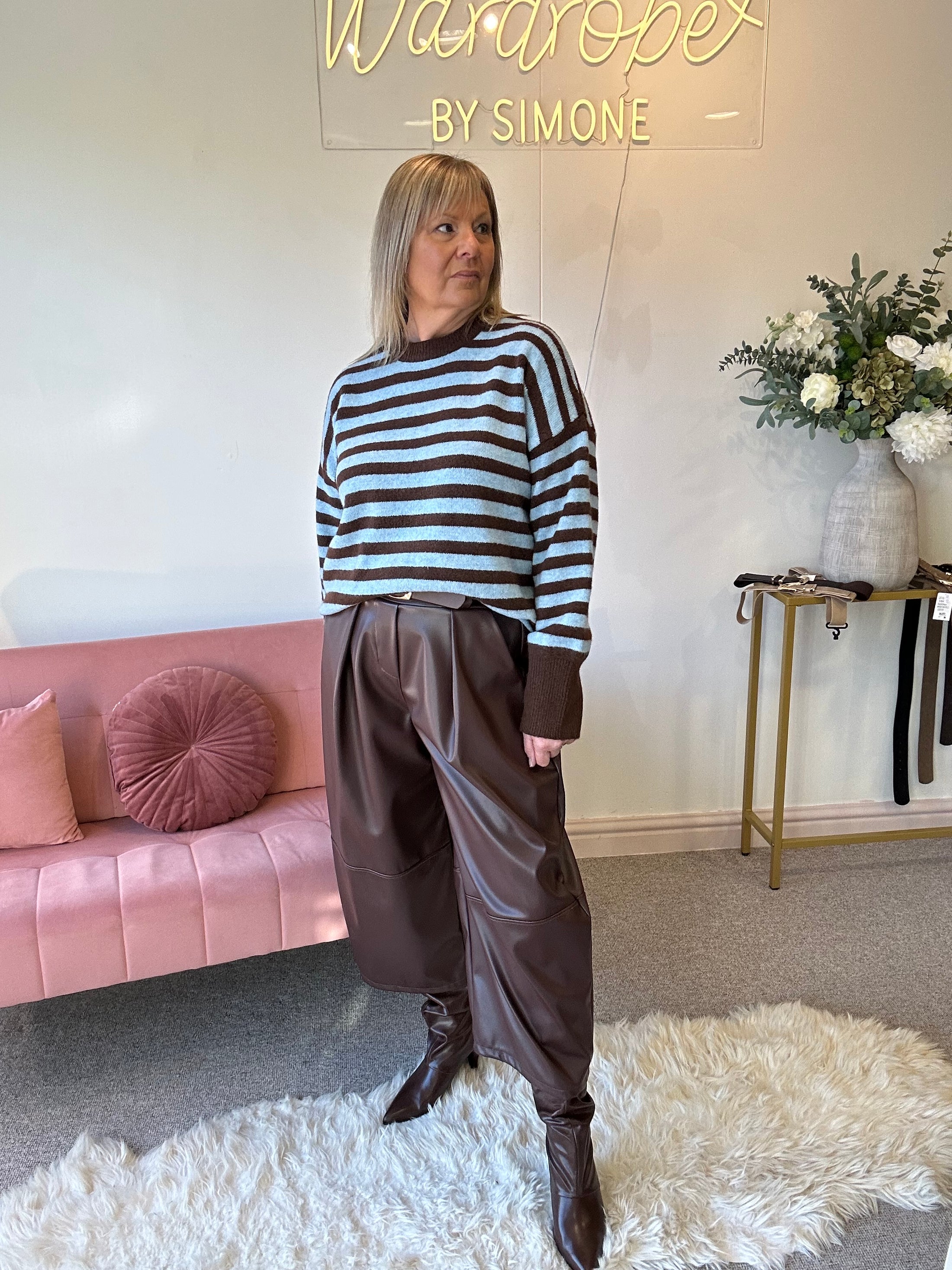 Fun Striped Jumper -  Blue/Brown