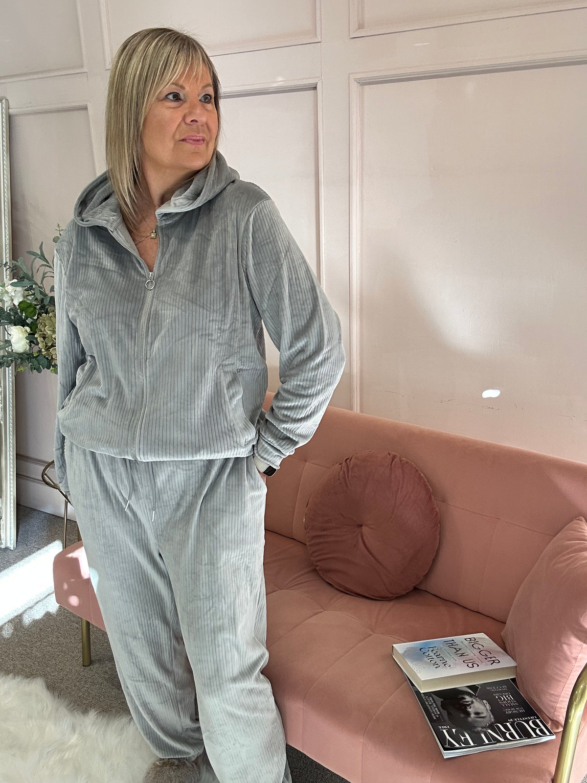 Ribbed Cosy Lounge Set - Light Grey
