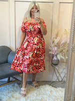 Floral Print Midi Dress - Corals - Wardrobe By Simone