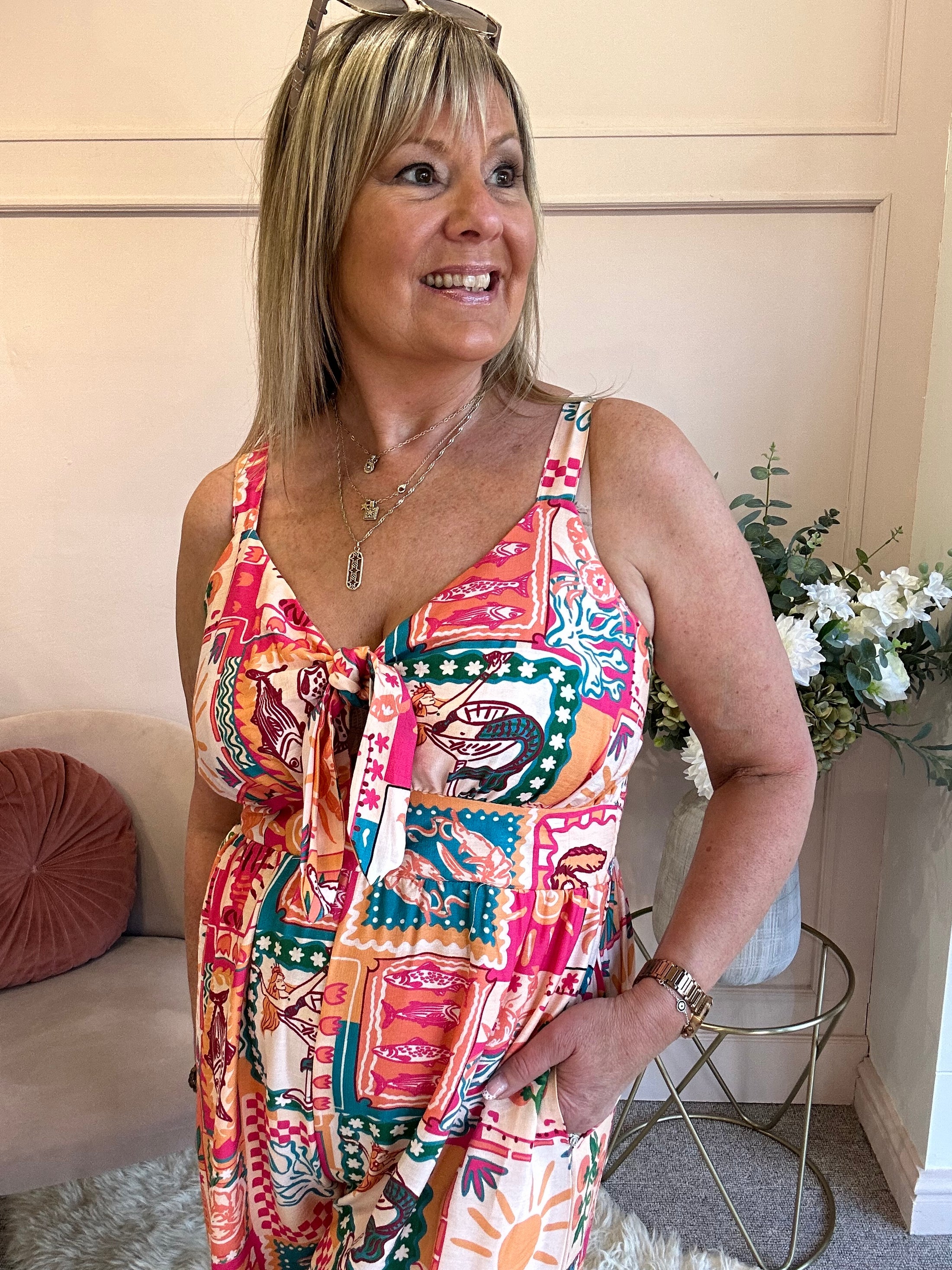 Escape To The Sun Jumpsuit - Coral/Mix - Wardrobe By Simone