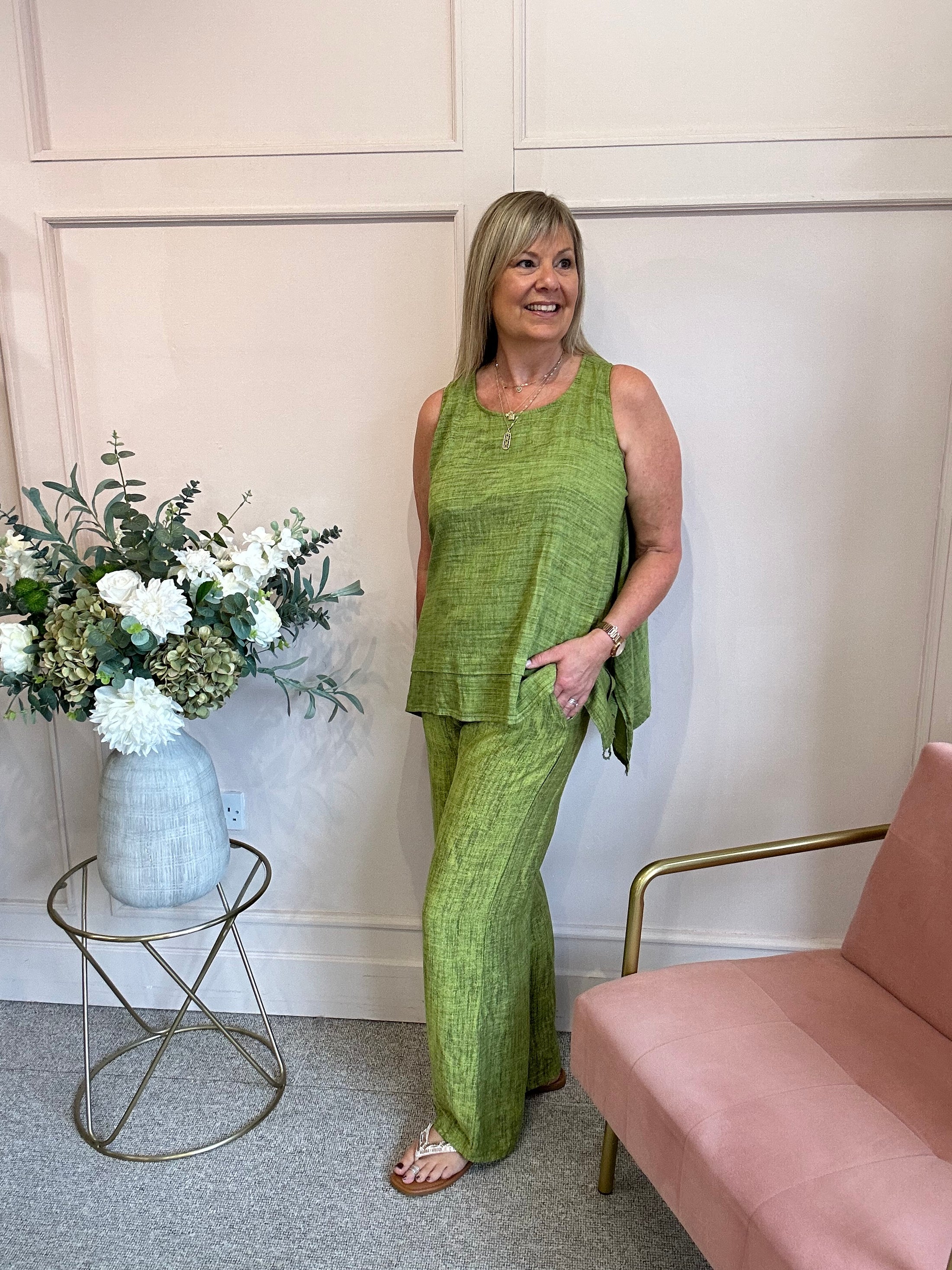 Wide Leg Pant - Olive Green