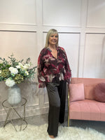 Floaty Frill Detail Top  - Plum/Wine - Wardrobe By Simone