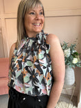 Load image into Gallery viewer, Floral Bow Tie Sleeveless Top - Green/Grey - Wardrobe By Simone
