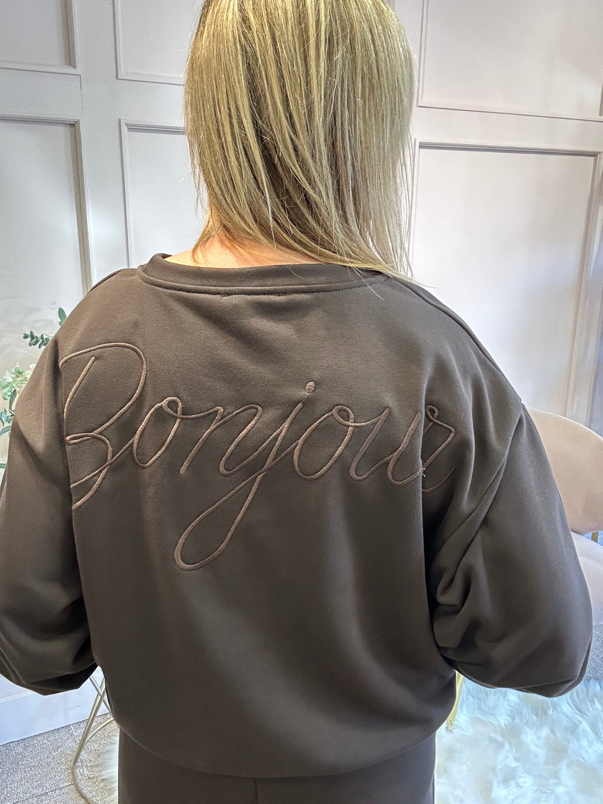 Bonjour Sweatshirt  - Brown