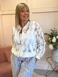Load image into Gallery viewer, Floral Ribbon Zipped Top - White - Wardrobe By Simone

