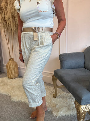 Gold leopard trouser - Cream/Gold - Wardrobe By Simone