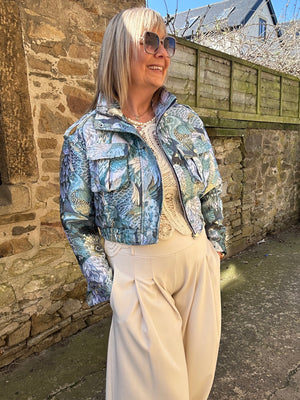 Exotic Bird Design Jacket - Turq/Blues