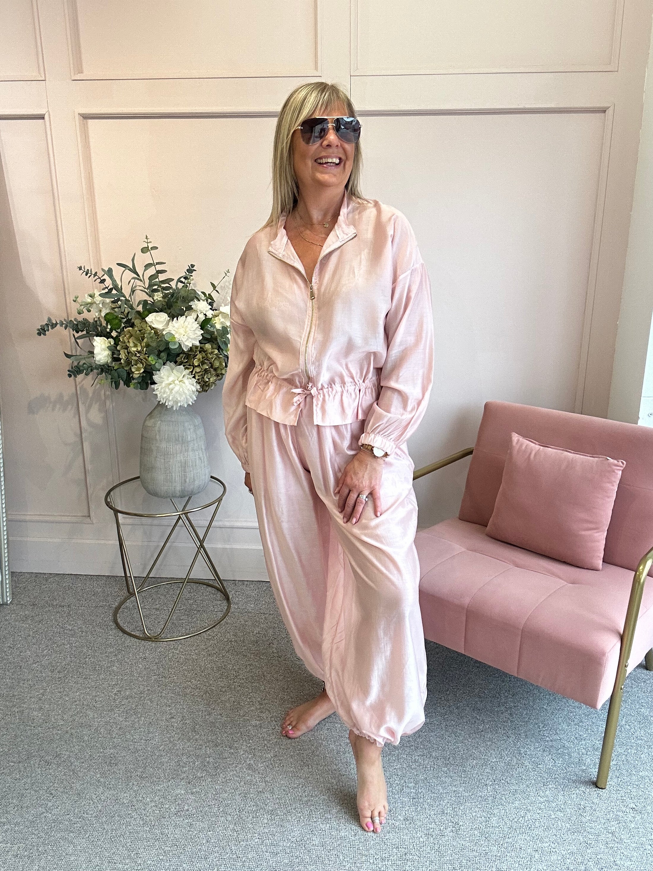 Lightweight Zip Jacket - Dusky Pink