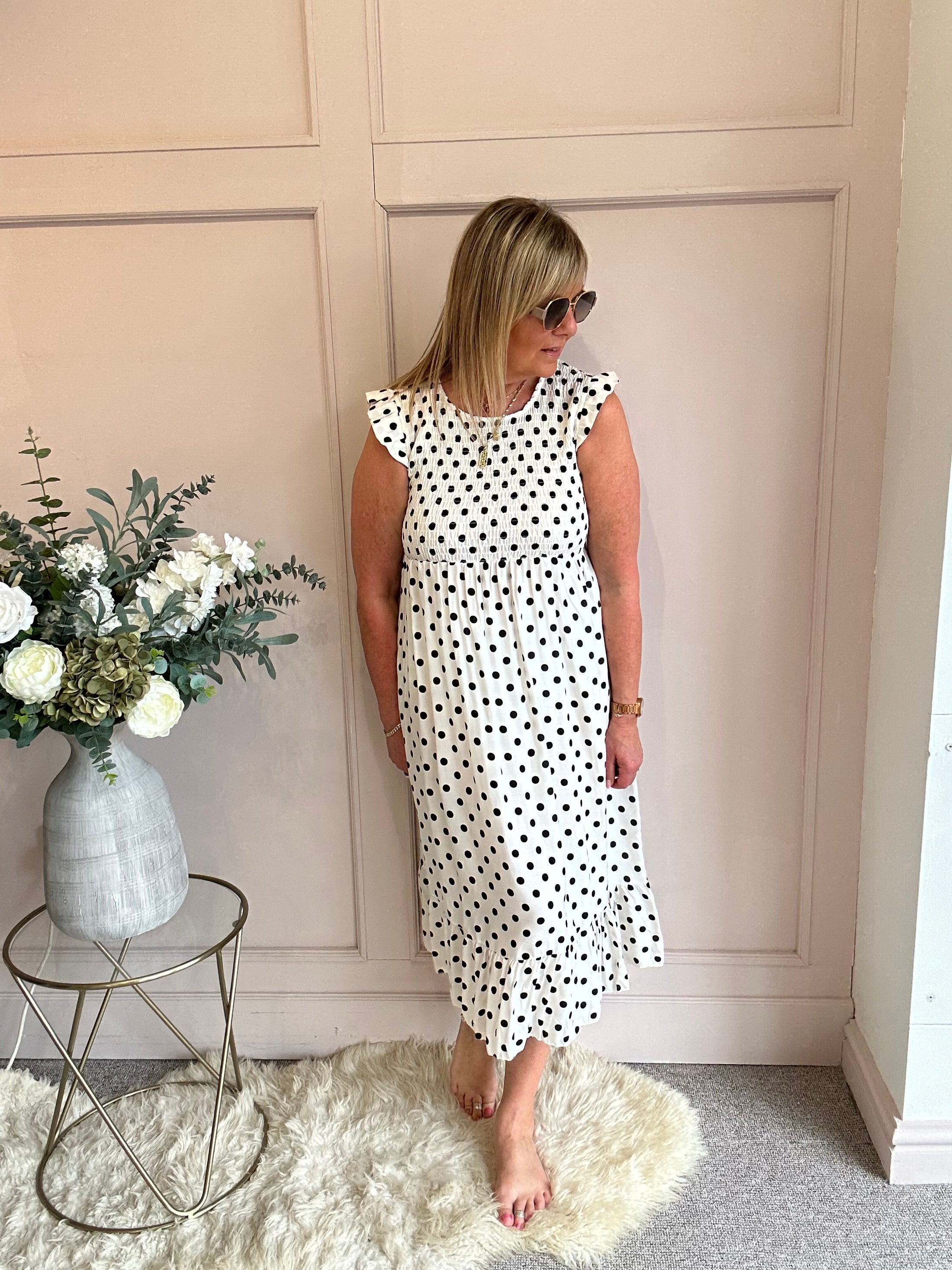 A Spotty Dotty Dress - White/Black