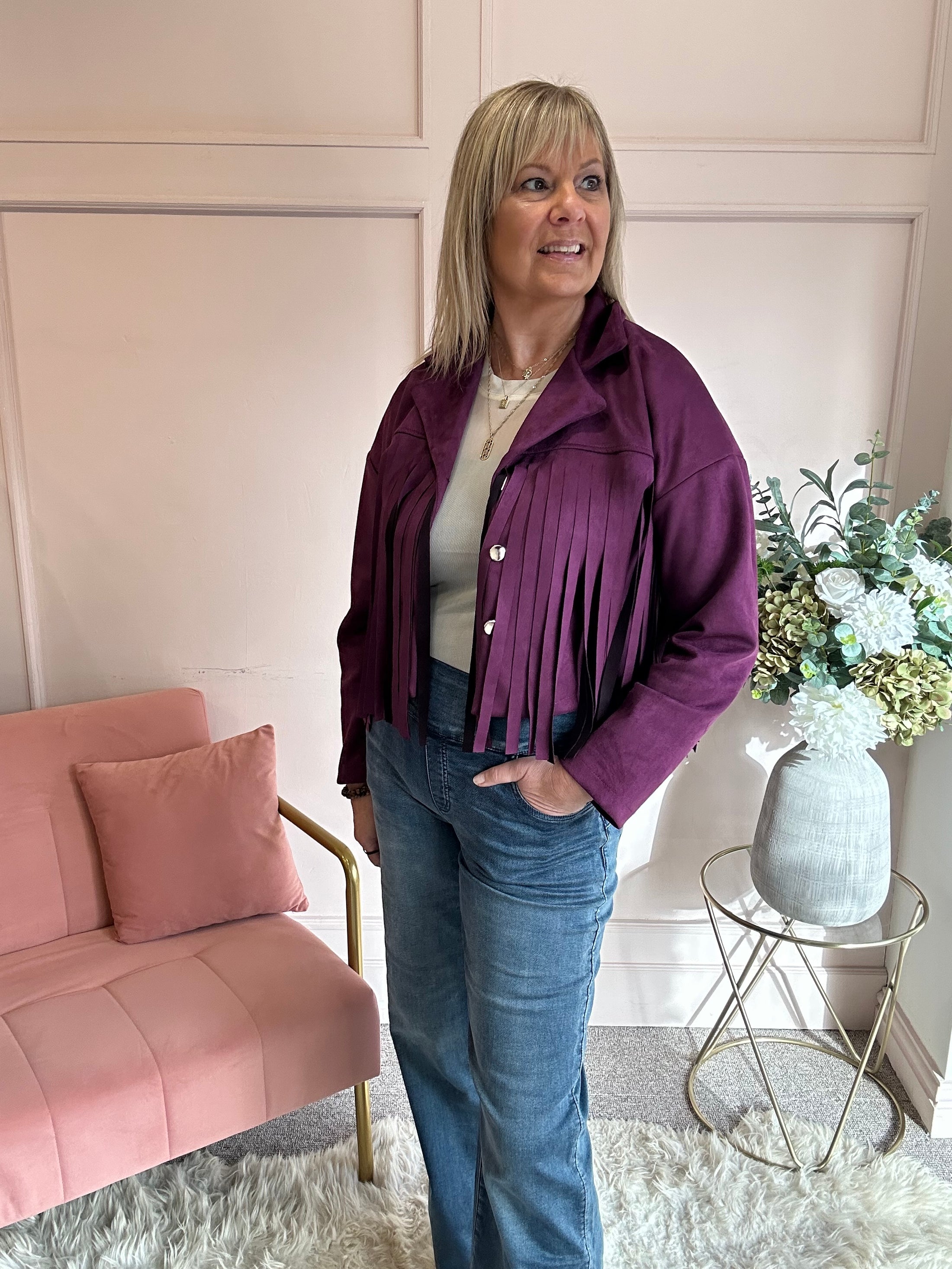 Fringe Tassel Jacket - Damson