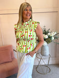 Load image into Gallery viewer, Cute Cherry Peplum Top  - Cherry/Lime
