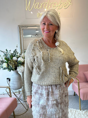 Metallic Tassel Jumper - Gold