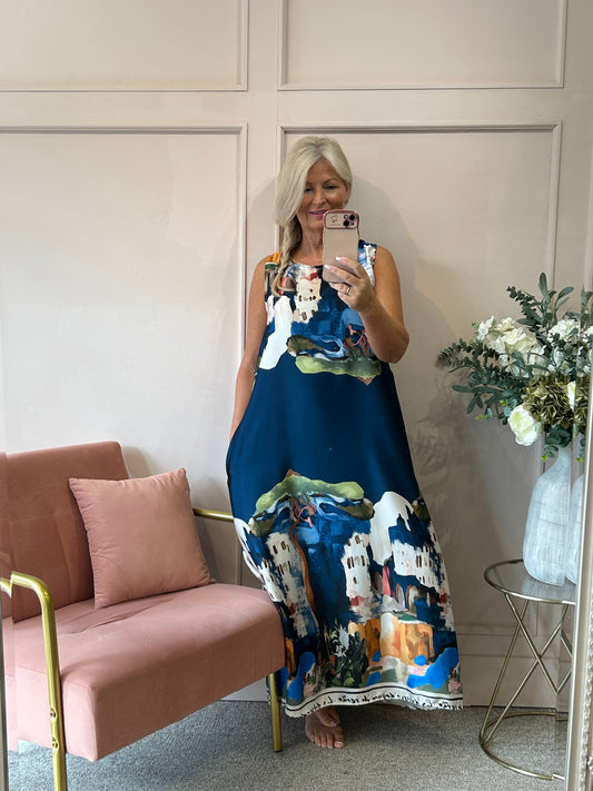 Santorini Maxi Dress- Navys - Wardrobe By Simone