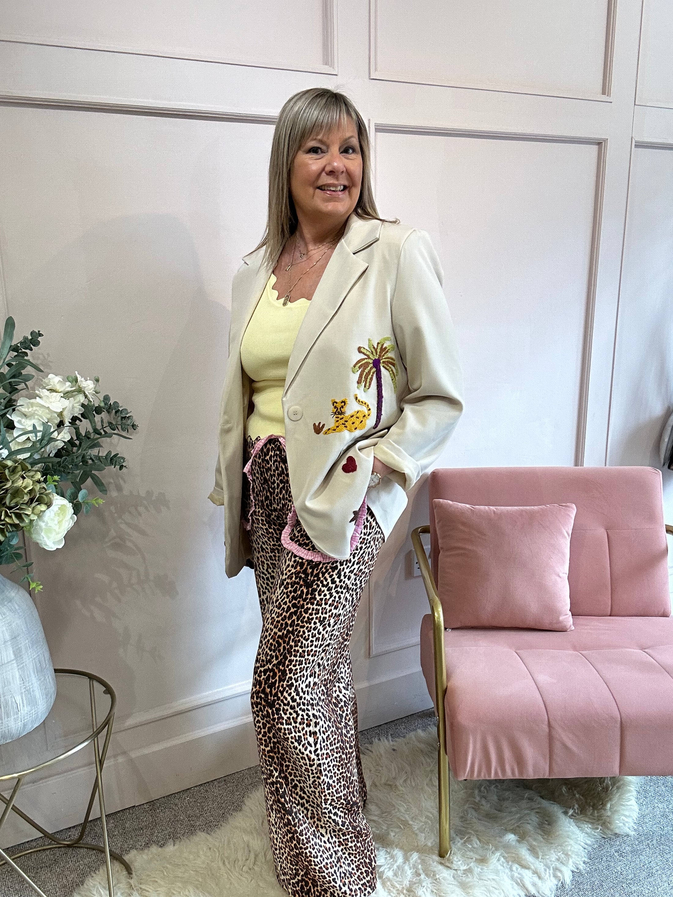 Jungle Vibe Oversized Jacket - Beige/Mix - Wardrobe By Simone